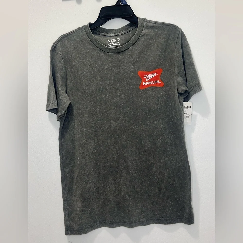 Miller High Life Graphic T-Shirt XS Gray Beer Logo Tee Champagne Of Beers NWT